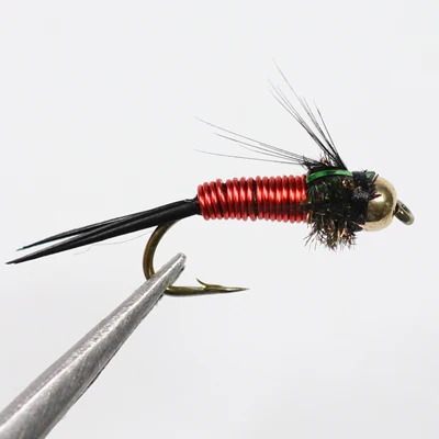 Red Wire Bimoo 10 шт. 12# медная приманка для ловли нахлыстом John Beadhead Nymphs - Цвет: Red Wire