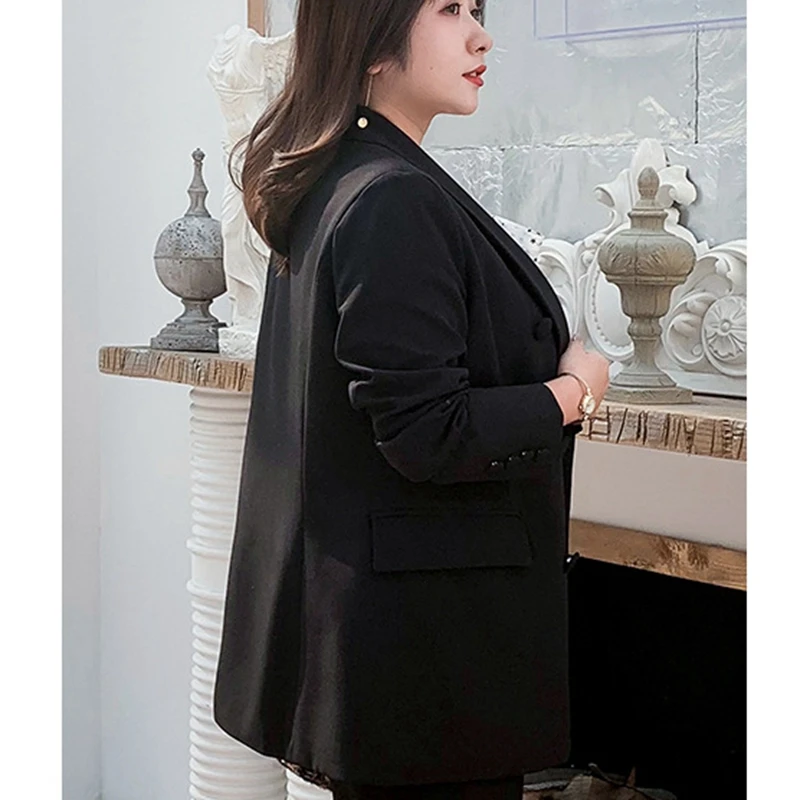 Женский блейзер 2020 черный приталенный двубортный Блейзер большие размеры 5XL