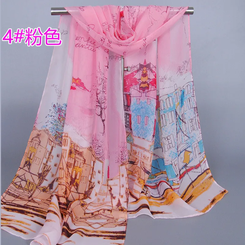 Женский шарф модный из пашмины Длинная накидка полиэстера шифоновый палантин