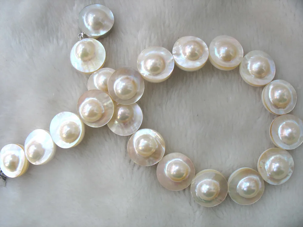 South sea MABE pearl white /blue coin necklace 18inch wholesale beads nature FPPJ woman 2018 | Украшения и аксессуары