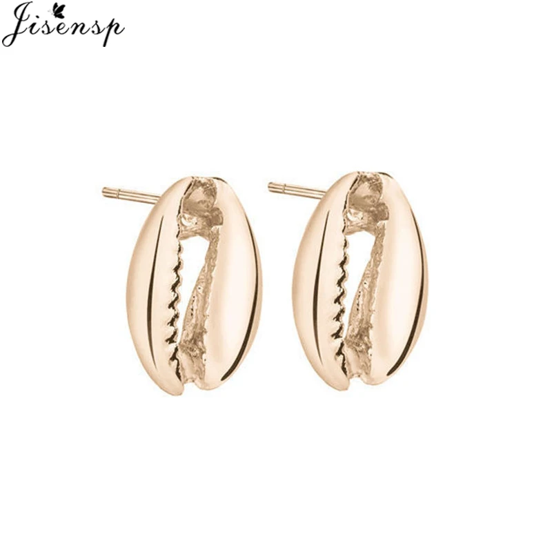 gold earrings Jisensp, Новое поступление, натуральное ожерелье из ракушек для женщин, богемное простое ожерелье в виде ракушки, s& Кулоны, ювелирное изделие, подарок - Окраска металла: gold earrings
