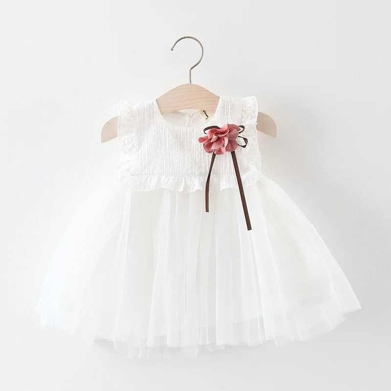 

2019 Baby girls new summer Dress clothing Kids fashion sleeveless flower cotton mesh Dress for little girls 1-3 Years !