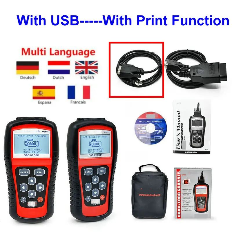 MaxiScan MS509 автомобильный считыватель кодов OBDII/EOBD OBD2 сканер работает для США Азии и