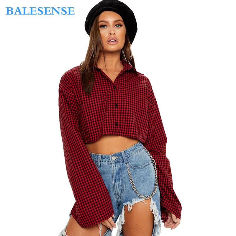 2019 Весенняя рубашка на пуговицах Женская клетчатая хлопковая блузка с длинным