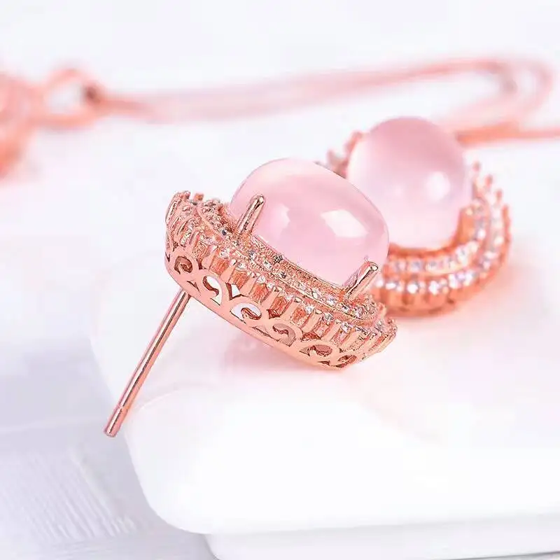 Комплект ювелирных изделий из серебра 925 пробы с розовым кварцем|jewelry sets|gift giftsgift