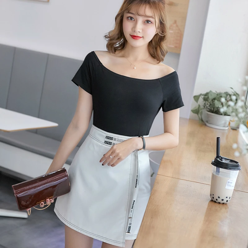 Женская облегающая футболка с коротким рукавом и воротником-стойкой - купить по