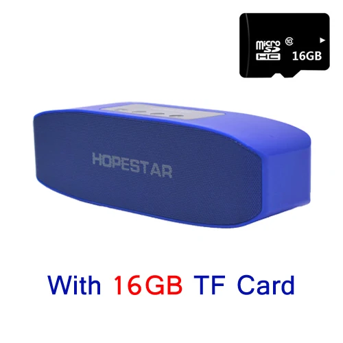 HOPESTAR H11 Bluetooth беспроводной динамик Hifi Саундбар двойной бас стерео Поддержка USB TF AUX FM с зарядным устройством для телефона - Цвет: Blue With 16GB Card