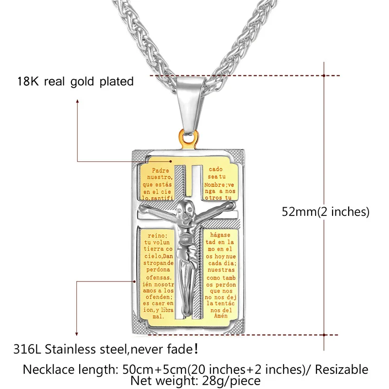Мужское винтажное ожерелье-цепочка из нержавеющей стали и золота | Украшения