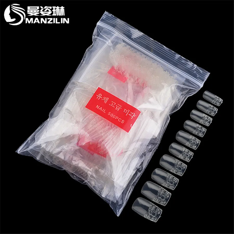 Прозрачные глянцевые накладные ногти 500 шт./компл. корейские акриловые УФ салоны