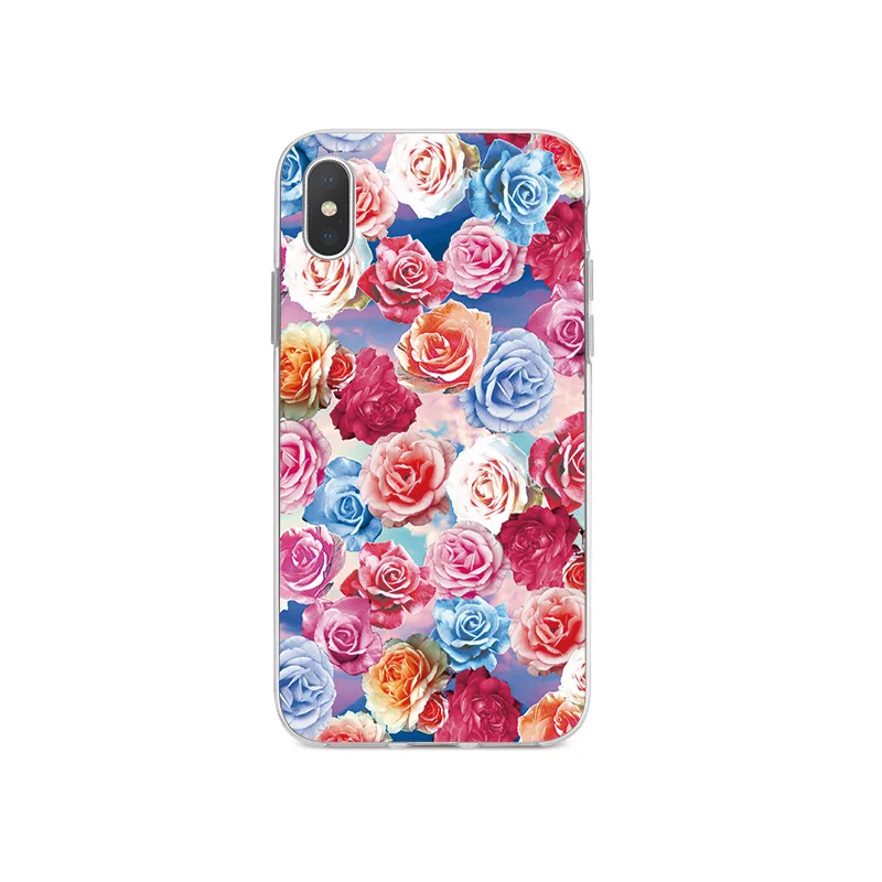 Silicone Phone Case For iPhone 6 6S 7 8 Plus X XR XS MAX 5 5S SE Cover Beautiful Flowers Pattern |