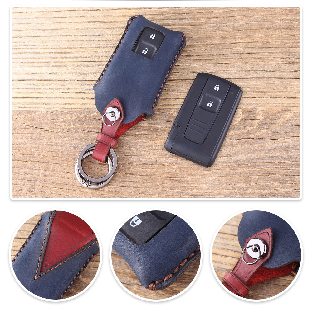 Кожаный чехол для ключей KEYYOU с 2 кнопками для Toyota PRIUS COROLLA VERSO Camry, Сменный Чехол для смарт-ключа TOY43