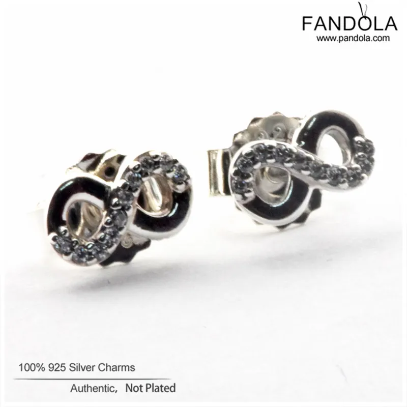 

Аутентичные 925 стерлингового серебра CZ Бесконечная любовь серьги-гвоздики, серьги для женщин, серебро серьги, модное ювелирное изделие в ви...