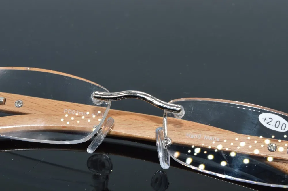 Lentes De Lectura очки для чтения без оправы с деревянными ножками для мужчин и женщин+ 1,0+ 1,5+ 2,0+ 2,5+ 3,0+ 3,5+ 4,0