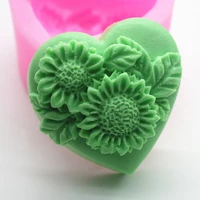 3d heart shape soap mold diy handmade soap making silicone mold flower pattern