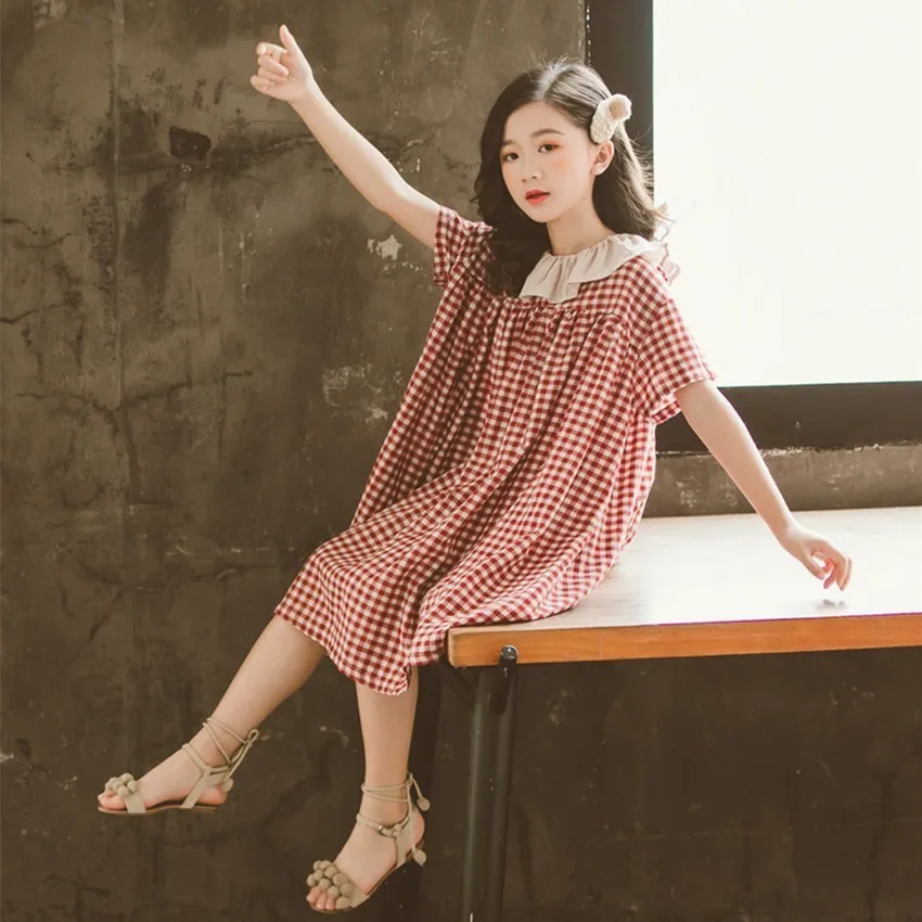 Одежда для мамы и дочки клетчатое платье девочек летняя одежда школьные