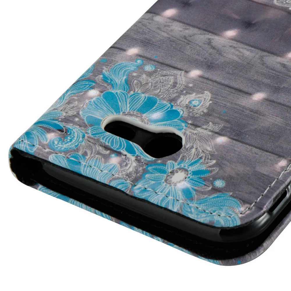 Синий цветок 3D красочные картины бумажник Flip Стенд кожи чехол для Samsung Galaxy J3 2017/J3