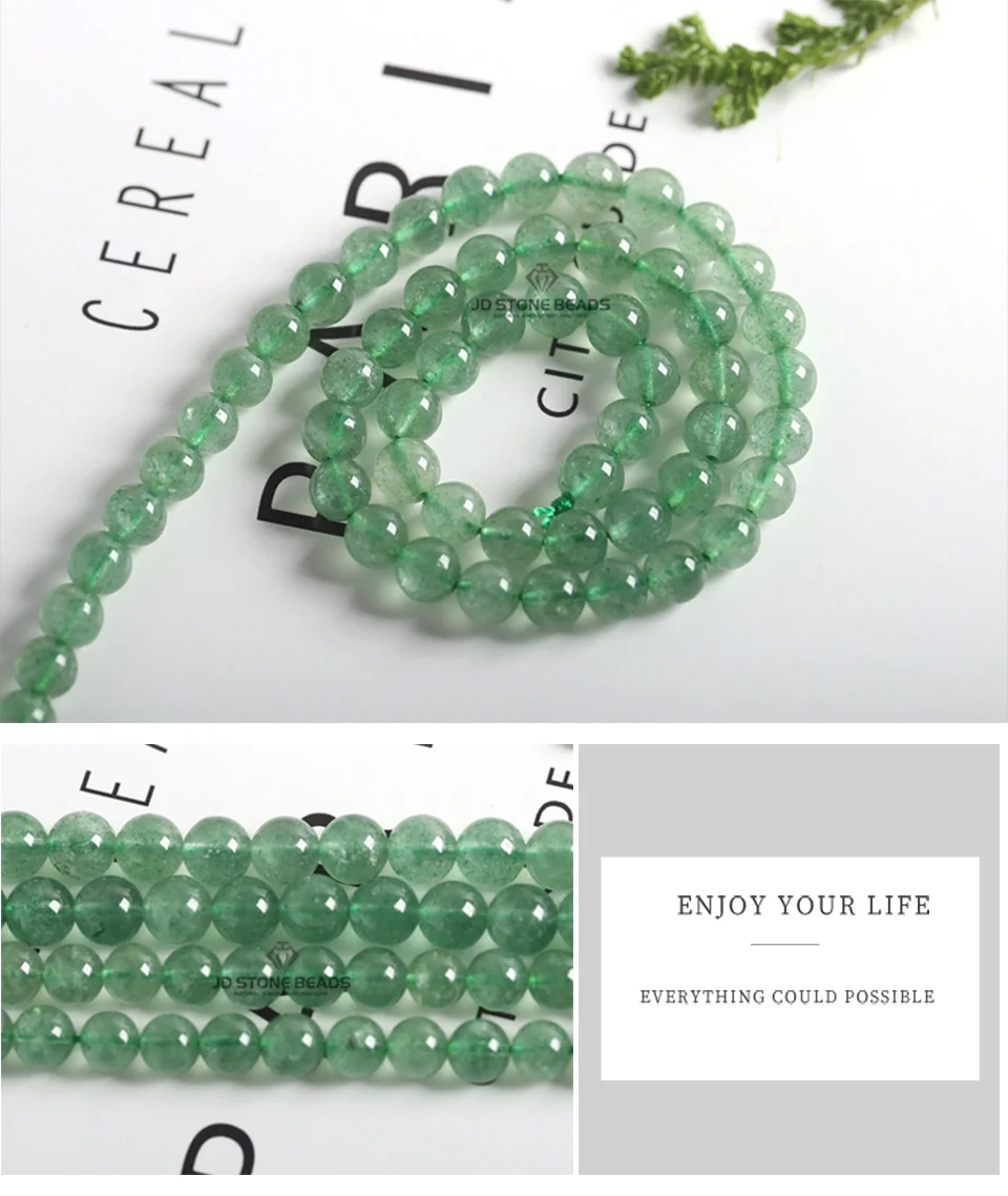 High Quality Green Strawberry Crystal Natural 5 6 8 10 12mm Diy Charm Beads For Jewelry Making Fancy Gemstone Beads Green Quartz