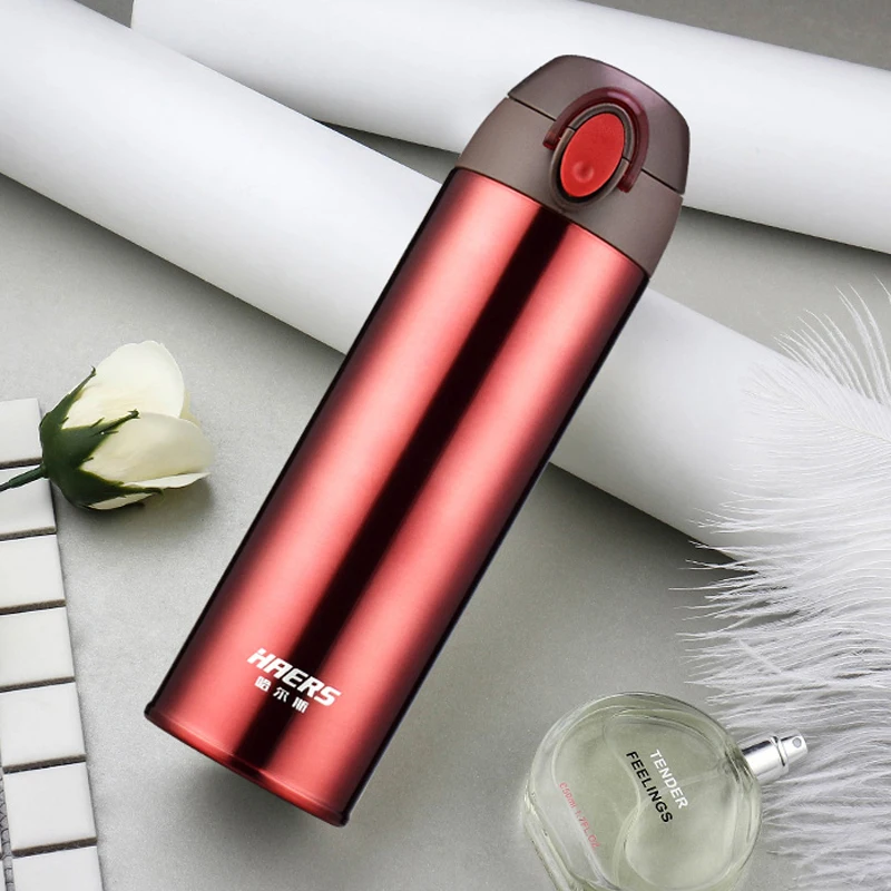 Haers 500 мл бутылка термос 304 нержавеющая сталь BPA чашка термос легко открыть двойной безопасный дорожный термос для кофе