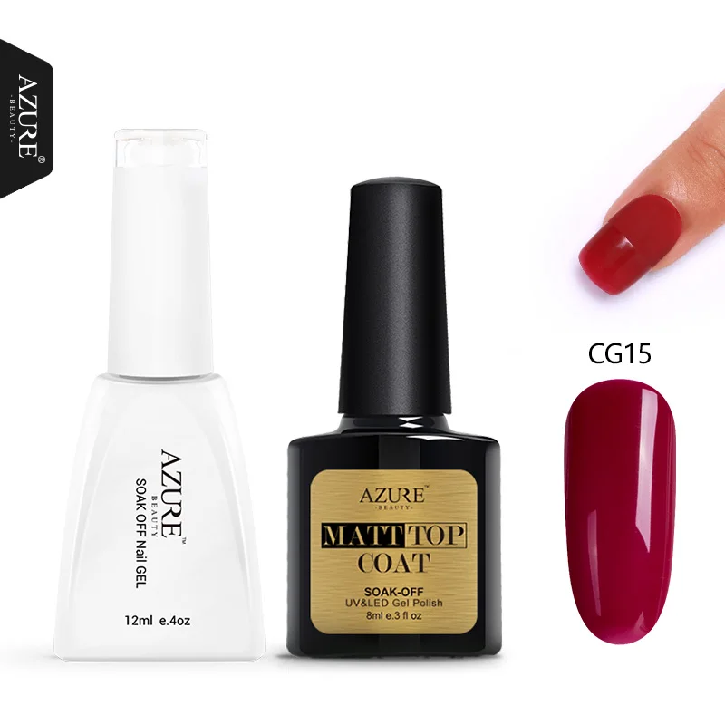Лазурная красота 8 мл матовое верхнее покрытие Цветной Гель лак для ногтей Набор