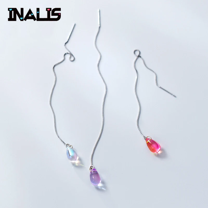 INALIS, новинка, Серебро S925 пробы, Oorbellen Pendientes Mujer, женские серьги-капли с кристаллами, длинные серьги, длинные серьги