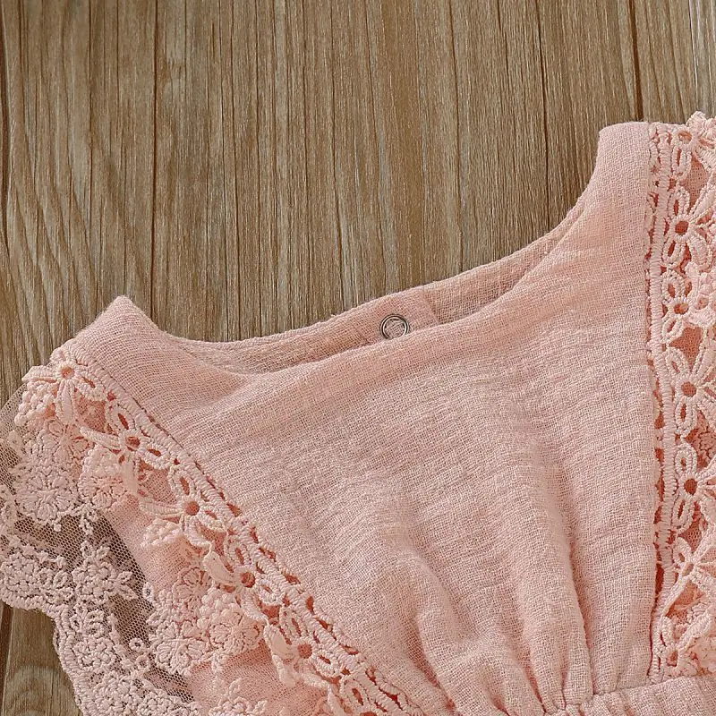 2 шт. детский летний кружевной комбинезон с коротким рукавом и бантом| |