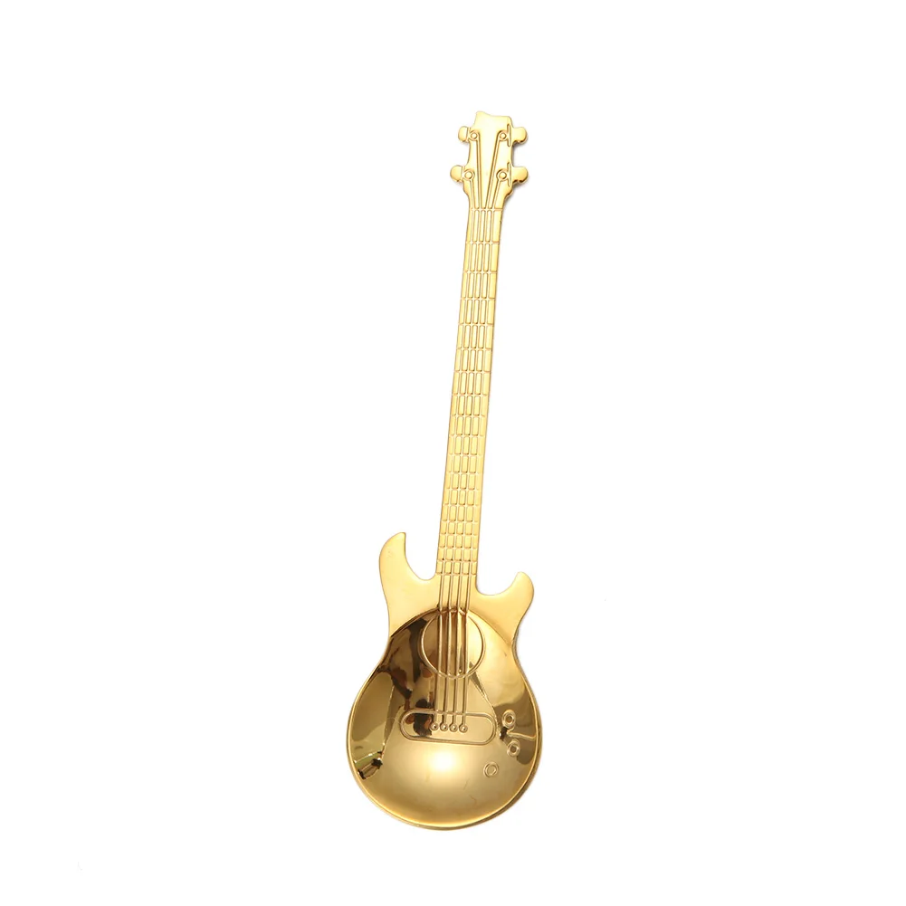 As shown 1 шт. гитара из мультфильма ложка креативная молочная кофейная ложка Мороженое Конфета чайная ложка Высококачественная столовая посуда сервировка десерта ложки - Цвет: As shown