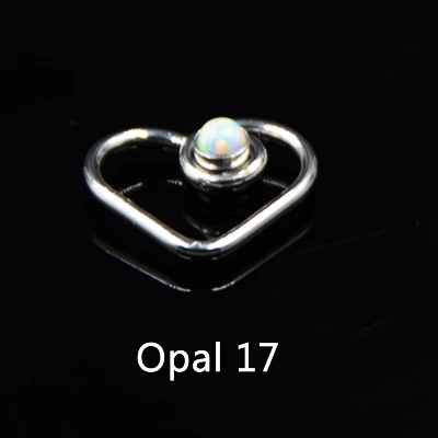 Heart OP17 Showlove-1pcs хирургическая сталь опал Daith сердце круг гибкие ухо траг серьги, Надеваемые На Ушной Хрящ Пирсинг для губ кольцо Пирсинг 16 г - Окраска металла: Heart OP17
