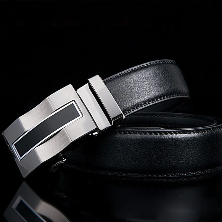 Высококачественный мужской модный ремень из натуральной кожи с серебристой