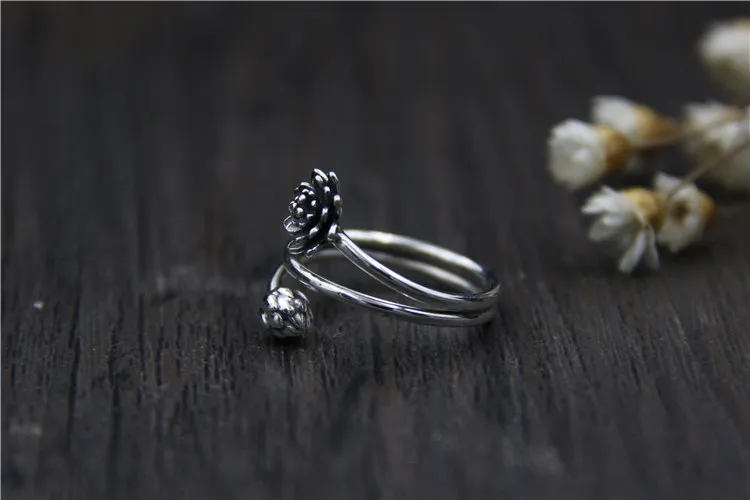 Оригинал посеребренная цветочный многослойная женские модели кольцо Тайский