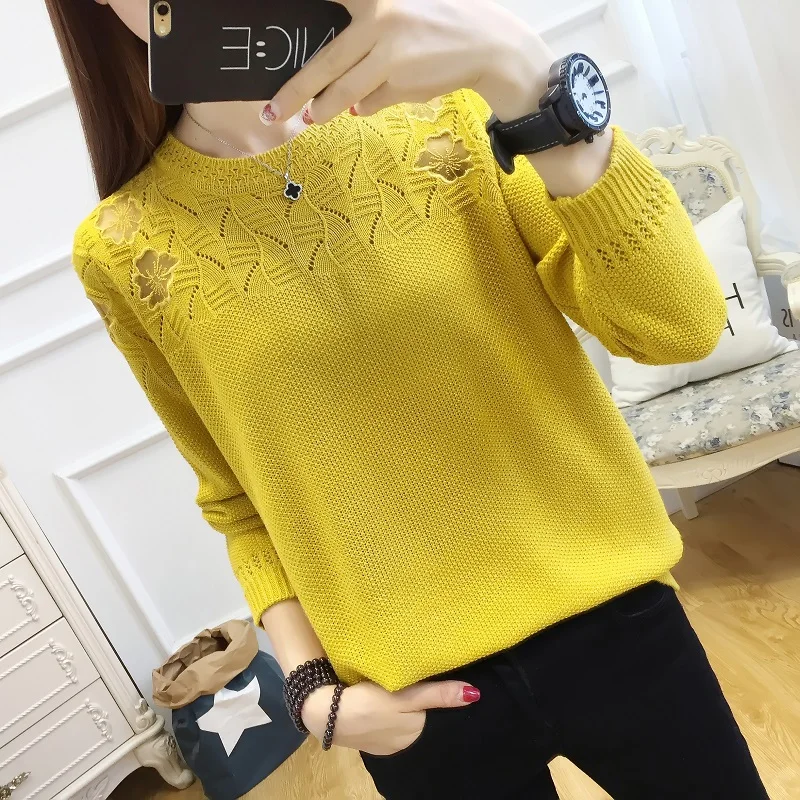 Новинка 2019 модная Корейская версия трикотажный свитер с круглым вырезом и