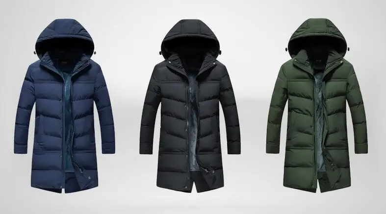 Большой Размеры зимние куртки мужское длинное пальто вниз парки толстовки