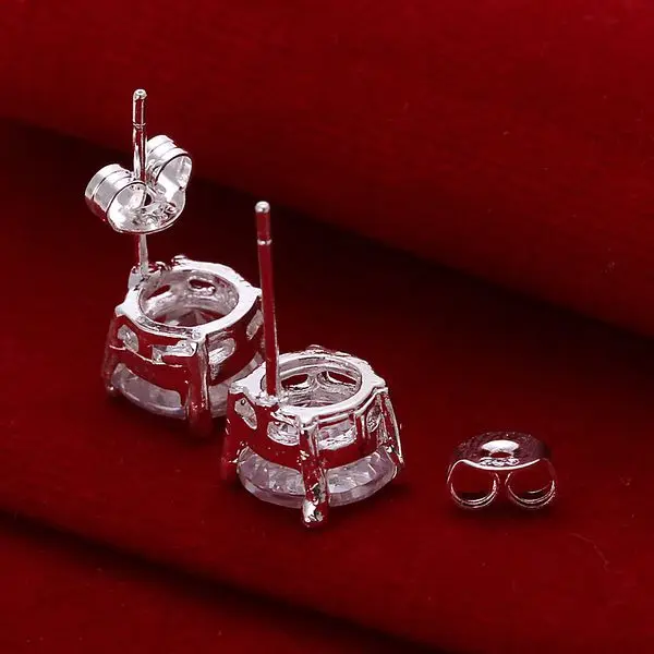 925 jewelry silver plated earrings Round Crystal Earrings E096 | Украшения и аксессуары