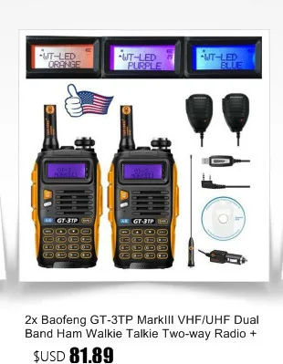 BaoFeng GT-3 Mark II Two-Way Radio Walkie Talkie Dual Band UHF/VHF 136-174/400-520MHz with Car Charger Nagoya NA-771 Antenna