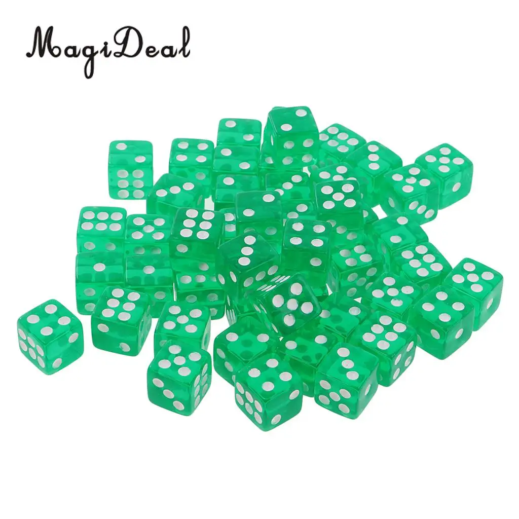 MagiDeal 50 шт в наборе прозрачные игральные кости D6 6 кубика 12 мм для настольных игр