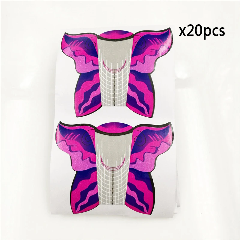 20pcsM23396 MEET ACROSS100pc акриловые формы для ногтей, кривой лак, гель, французский стильный наконечник, наклейка для наращивания ногтей, лоток для бумаги, направляющая Форма для ногтей - Цвет: 20pcsM23396