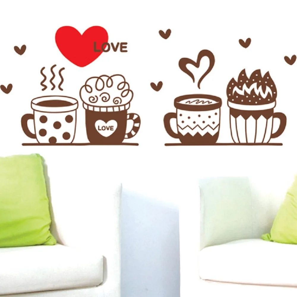 DIY стикер на стену кофейная чашка виниловые наклейки стены съемные s Фреска для