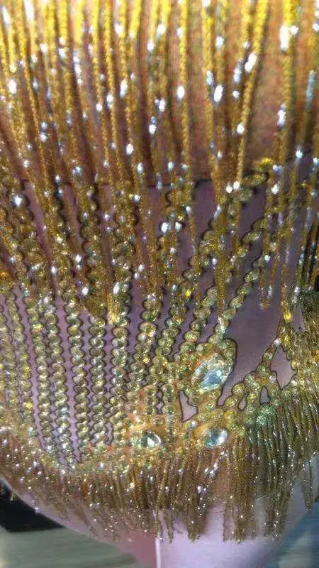 2018 Sparkly Crystals Stretch Fringes Bodysuit Women's Party Evening Celebrate Tassel Costume Outfit Singer Dance Stage Show Wea