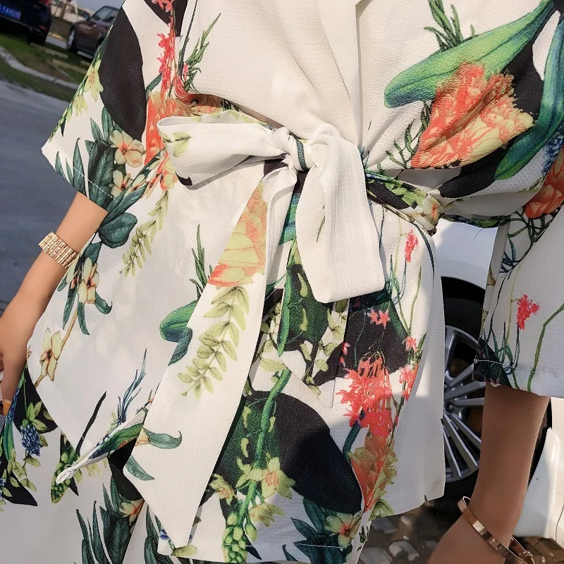 Комплект из 2 предметов женская шифоновая куртка кардиган с принтом и отложным