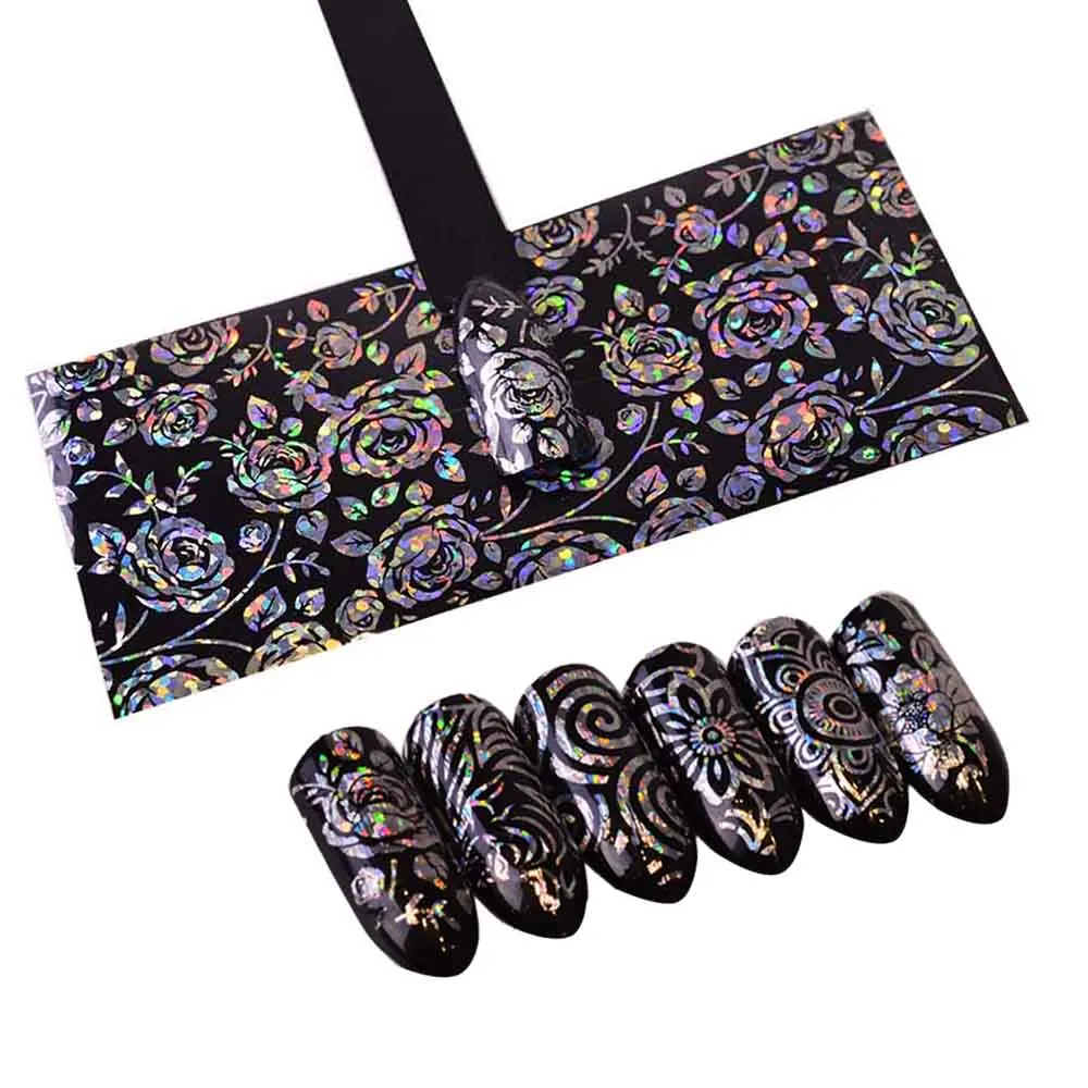 1M Starry Sky Shiny Laser Nail Foil Holographic Black/Transparent Paper Decals Art Sticker Decoration DIY Tools LAXK98-109 | Красота и