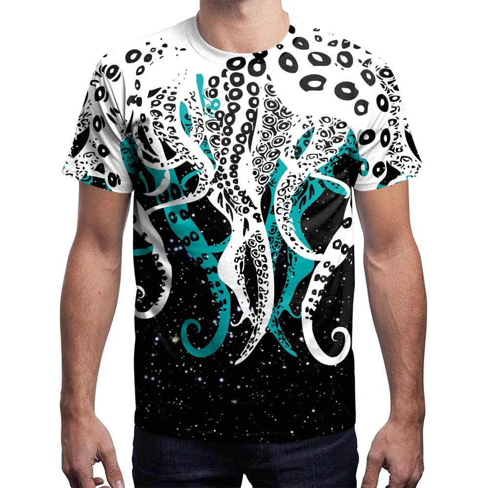 Осьминог футболка Косплэй костюм с капюшоном MS Мужская мода свободные большой