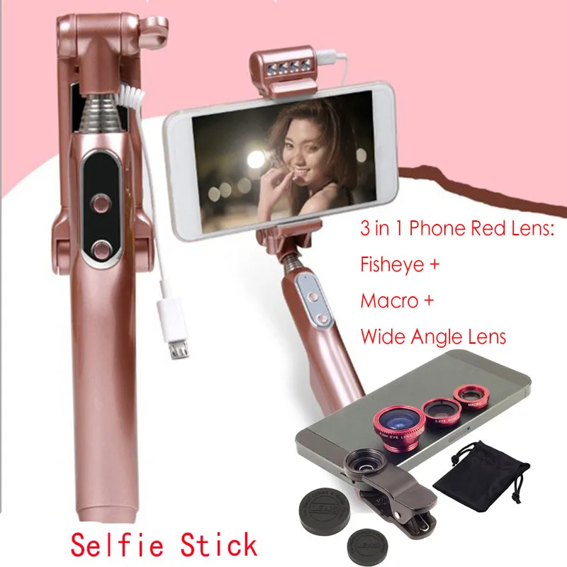 Селфи палка SKF04 с Bluetooth монопод со светодиодной подсветкой 360 градусов и задним