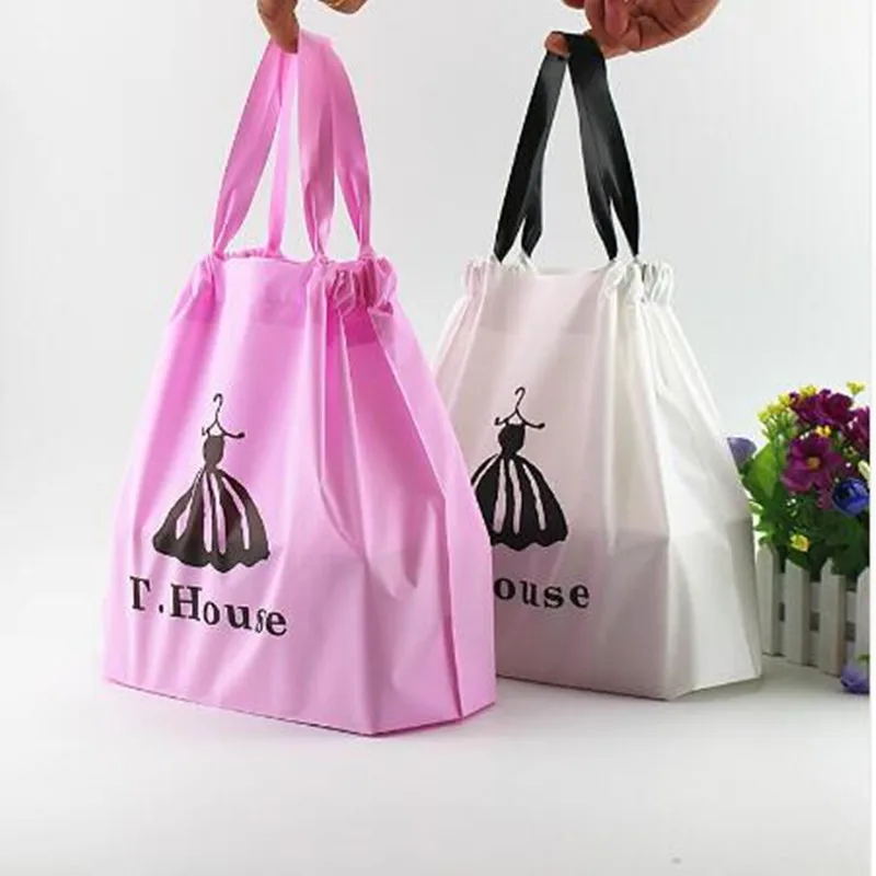 Пластиковые Портативные Сумки для покупок с поддержкой печати подарочные пакеты