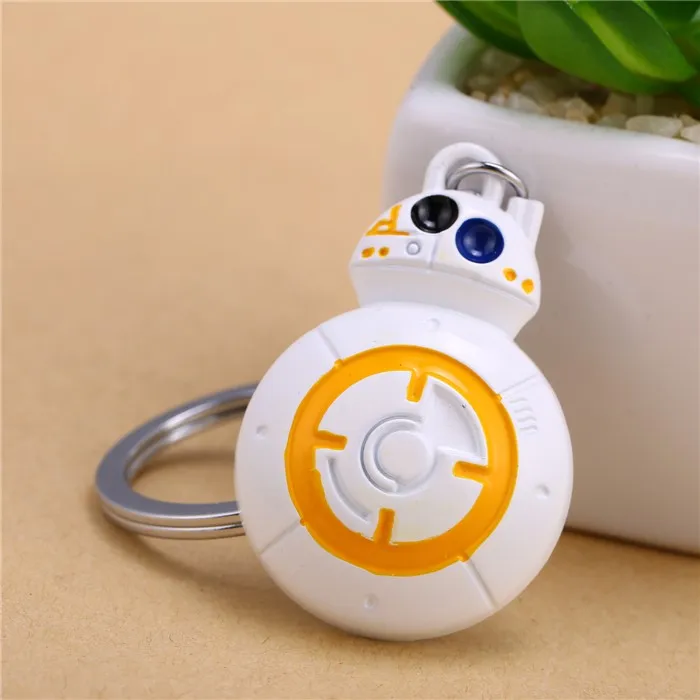 Звездные Войны Пробуждение силы BB8 робот фигура металлический брелок Звездные войны BB-8 светильник светодиодный фонарь со звуком брелок
