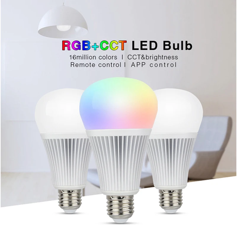 E27, 6 Вт, 9 Вт RGB+ с регулируемой яркостью светодиодный лампа mi. свет лампы AC85-265V умный светодиодный свет Беспроводной Управление 2,4G RF Управление; mi light lampara