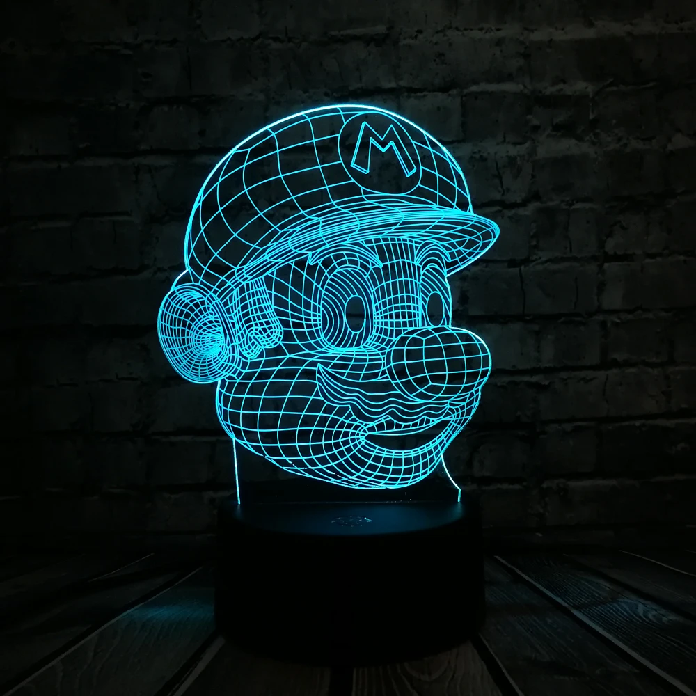 Классический мультфильм игра фигурка Супер Марио 3D светодиодный USB лампа Акриловая Новинка рождественское освещение подарок RGB сенсорный пульт дистанционного управления игрушки
