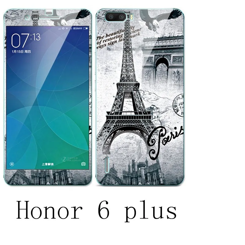 Чехол ALIVO для huawei honor 6 plus силикон. Цветное закаленное стекло с принтом + мягкий