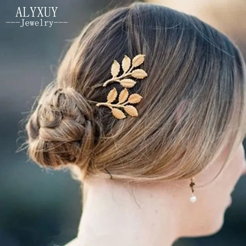 Новая мода Hairwear цвет золотистый дизайн листьев Заколки для женщин девушки