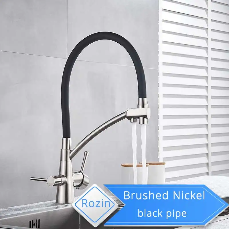 Brushed Black Pipe Кран для очистки для ванной и кухни, на бортике, 360 градусов, вращающийся смеситель, кран для питьевой воды, для кухни, на бортике - Цвет: Brushed Black Pipe