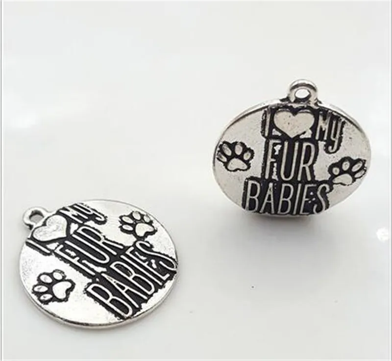 

10 шт./лот 25 мм круглые подвески с надписью «i love my FUR BABIES»