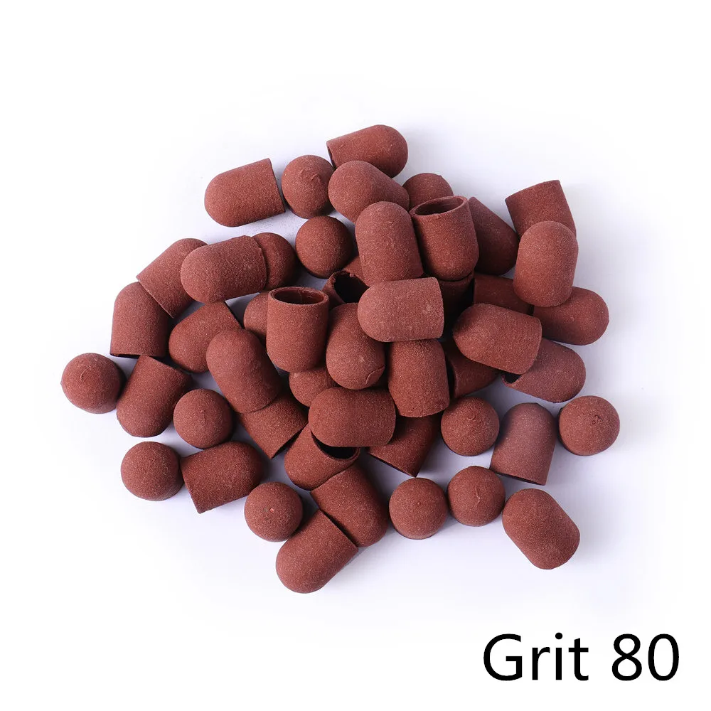Brown Grit 80 BNG 20 шт фиолетовый зеленый шлифовальный ремешок Профессиональный педикюрный шлифовальный блок колпачки для ухода за ногами инструмент Электрический дизайн ногтей 80/120/180 13*19 мм - Цвет: Brown Grit 80